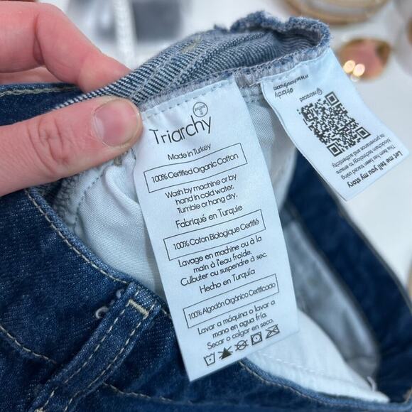 Triarchy Dark Denim High Waist High Rise Side Pocket Straight Leg Jeans 26 - Picture 7 of 8